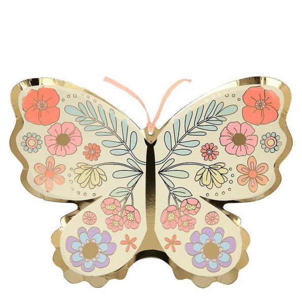 Floral Butterfly Plates S/8