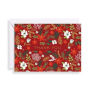 Holiday Boxed Cards Microfloral Red Thank You Set of 10