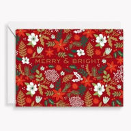 Title: Holiday Boxed Cards Merry and Bright Microfloral Set of 10