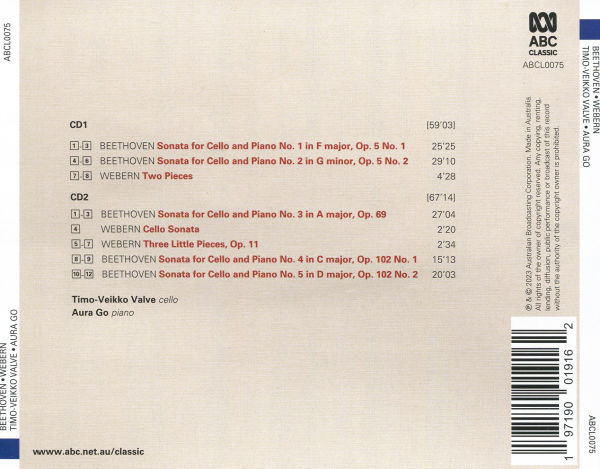 Beethoven: Cello Sonatas; Webern: Works for Cello and Piano
