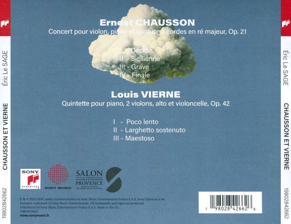 Ernest Chausson: Concert pour piano, violon et quatuor; Louis Vierne: Quintette pour piano et cordes