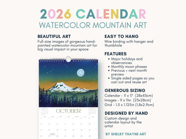 2026 Mountain Art Wall Calendar