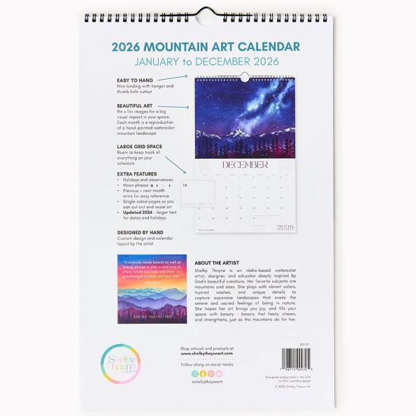 2026 Mountain Art Wall Calendar