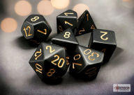 Title: Opaque Polyhedral Black/gold 7-Die Set