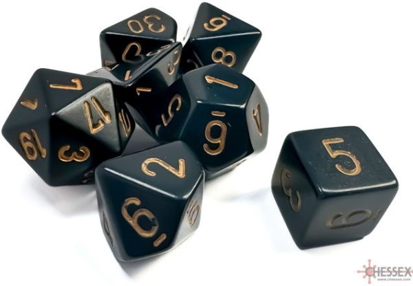 Opaque Polyhedral Black/gold 7-Die Set