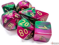 Title: GeminiT Polyhedral Green-Purple/gold 7-Die Set