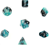 Title: Gemini Polyhedral Black-Shell w/white 7-Die Set