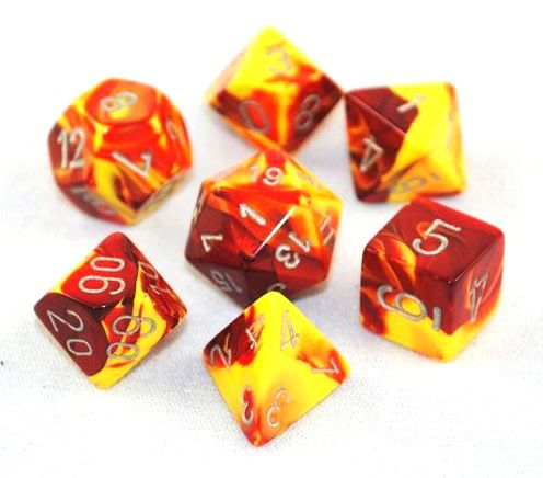 Gemini Polyhedral Red-Yellow w/silver 7-Die Set
