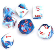 Title: Gemini Polyhedral Astral Blue-White w/red 7-Die Set