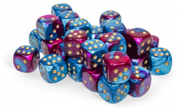 Gemini 12mm d6 Purple-Teal/gold Dice Block (36 dice)
