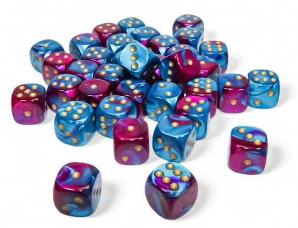 Gemini 12mm d6 Purple-Teal/gold Dice Block (36 dice)