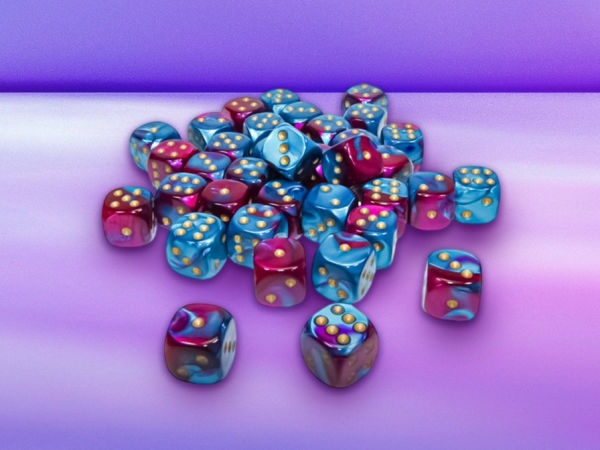Gemini 12mm d6 Purple-Teal/gold Dice Block (36 dice)
