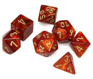 Title: Scarab Polyhedral Scarlet/gold 7-Die Set