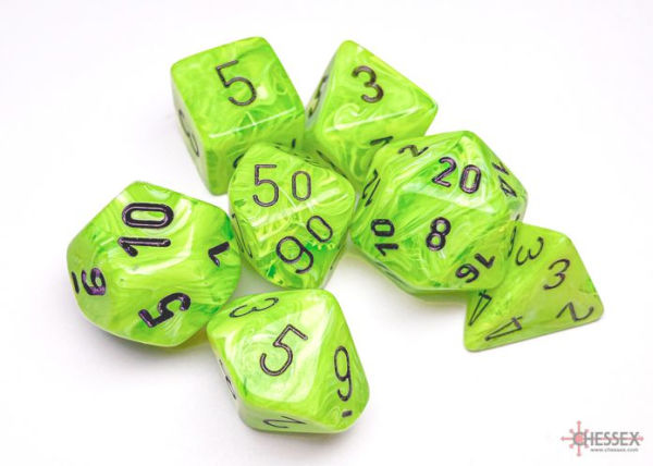 Vortex Polyhedral Bright Green/black 7-Die Set