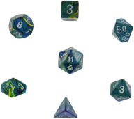 Title: Festive Polyhedral Green/silver 7-Die Set
