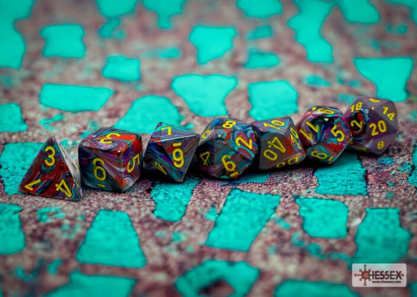 Festive Polyhedral Mosaic/yellow 7-Die Set