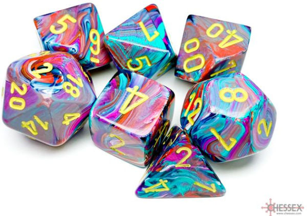 Festive Polyhedral Mosaic/yellow 7-Die Set