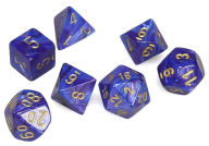 Title: Lustrous Polyhedral Purple/gold 7-Die Set