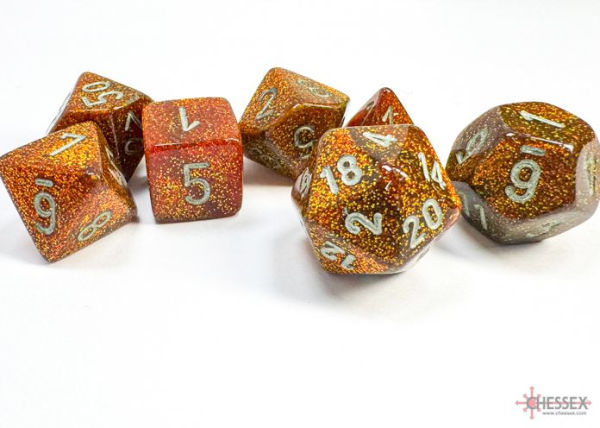 Glitter Polyhedral Gold/Silver 7-Die Set
