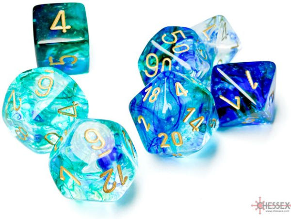 Nebula Polyhedral Oceanic/gold w/Luminary 7-Die Set