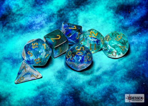 Nebula Polyhedral Oceanic/gold w/Luminary 7-Die Set