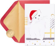Title: Holiday Boxed Cards Handmade Santa Hat Kitty