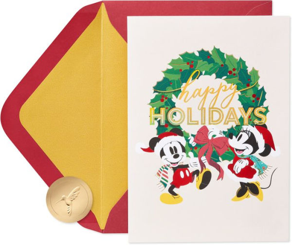 Holiday Boxed Cards Sonata Mickey with Wreath Foil