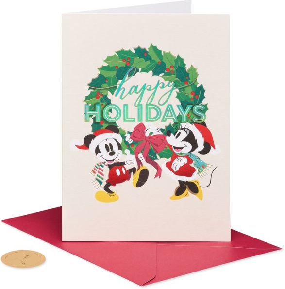 Holiday Boxed Cards Sonata Mickey with Wreath Foil