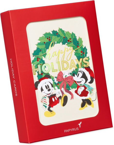 Holiday Boxed Cards Sonata Mickey with Wreath Foil