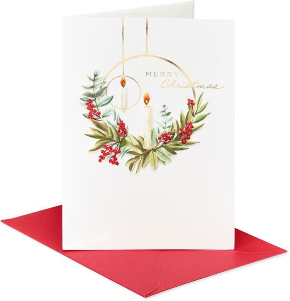 Holiday Boxed Cards Handmade Wreath And Candle