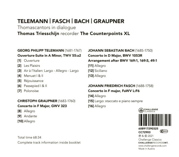 Thomascantors in Dialogue: Telemann, Fasch, Bach, Graupner
