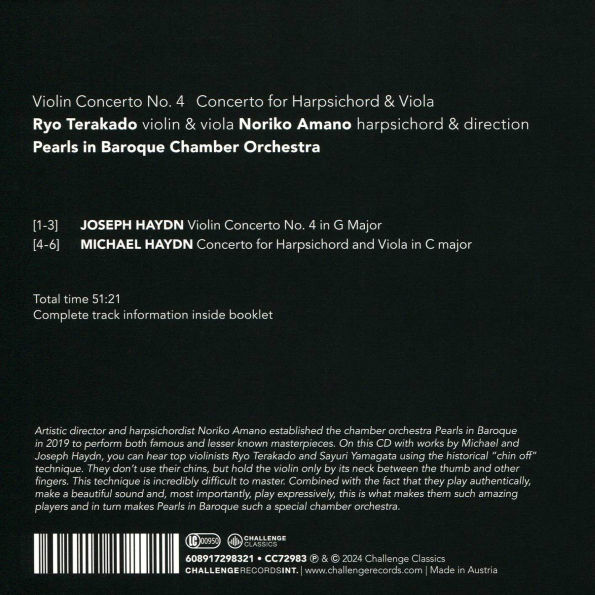 Joseph Haydn: Violin Concerto No. 4; Michael Haydn: Concerto for harpsichord & Viola