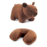 Title: Brown Bear Zip And Flip Head Rest Travel Pillow 13.5