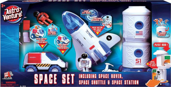Astro Venture Space Playset Toy - Space Rover, Shuttle, and Space Station - Light and Sound Space Exploration