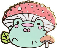 Title: Mushroom Hat Friend the Frog Pin