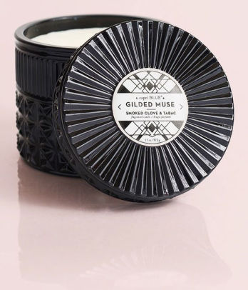 Capri Blue Gilded Muse Faceted Glass Jar-Smoked Clove /& Tabac