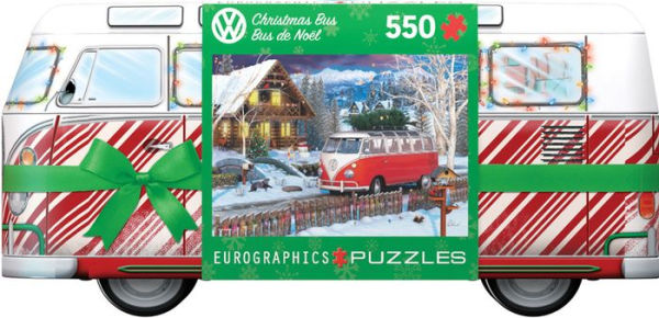 VW Christmas Bus Shaped Tin w/550 pc Puzzle