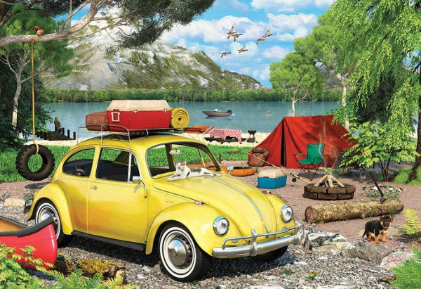 VW Beetle Camping Shaped Tin w/550 pc Puzzle
