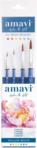 Willow Wolfe Amavi Basic Strokes Brush Set #1: Includes 0, 2, 6, 8 Round