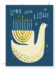 Title: Hanukkah Greeting Card Dove Menorah