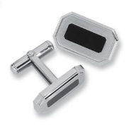 Title: Men s STEL Stainless Steel Cufflinks with Black Enamel Inlay Accent- 80816