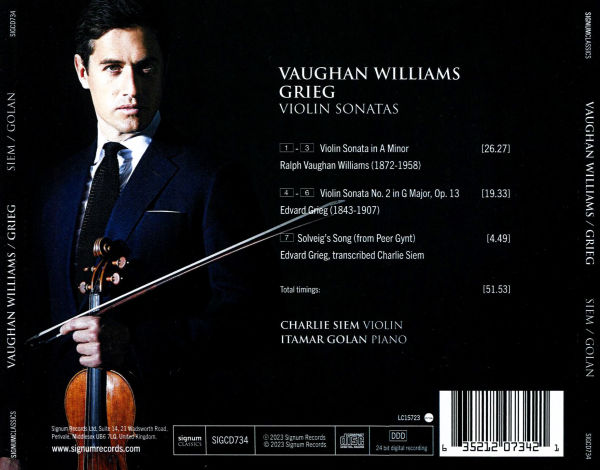 Vaughan Williams, Grieg: Violin Sonatas