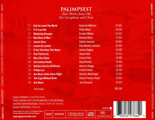 Palimpsest: New Works from Old for Saxophone and Choir