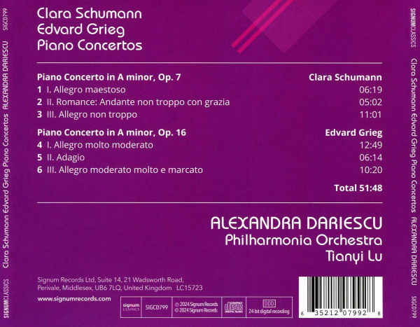 Clara Schumann, Edvard Grieg: Piano Concertos