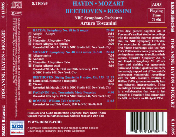 Haydn: Symphony No. 88; Mozart: Symphony No. 40; Rossini: William Tell Overture