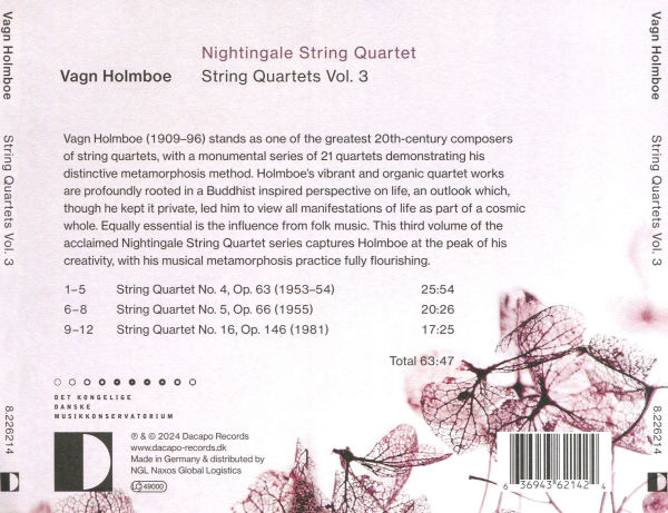 Vagn Holmboe: String Quartets, Vol. 3