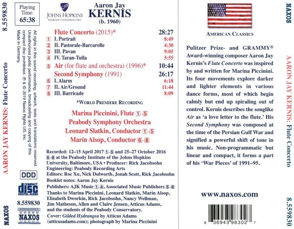 Aaron Jay Kernis: Flute Concerto; Air; Second Symphony