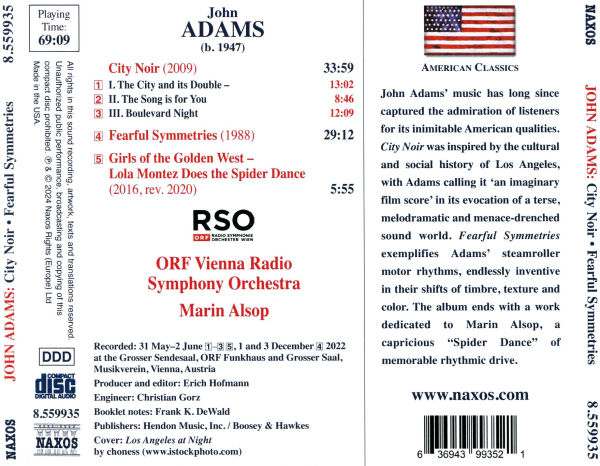 John Adams: City Noir; Fearful Symmetries; Lola Montez Does the Spider Dance