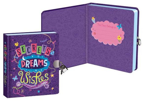 Secrets Dreams and Wishes Glow in the Dark Lock & Key Diary (5.5x6.25)