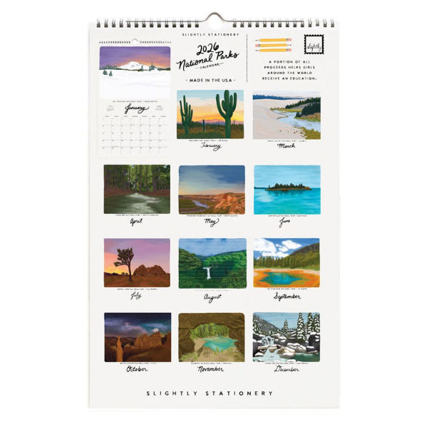 2026 Slightly Stationery National Parks Wall Calendar